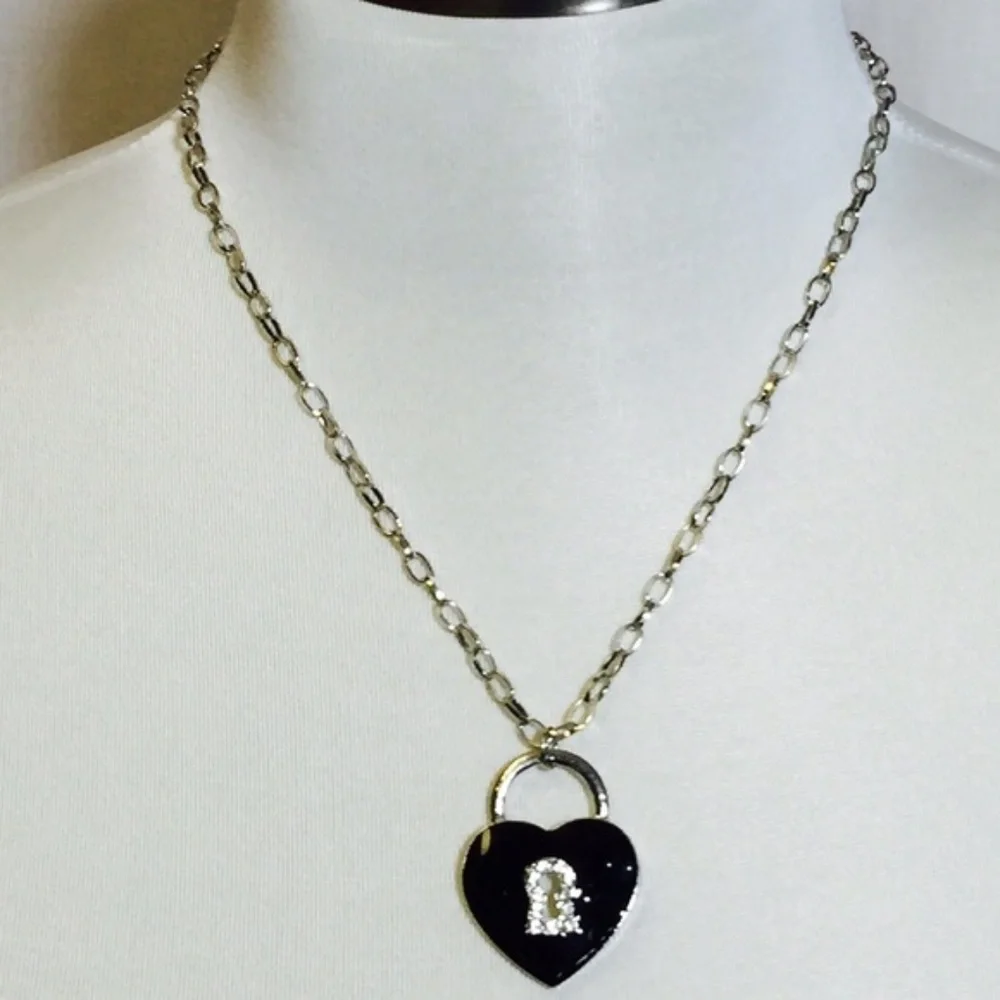 Girls Black Heart Necklace